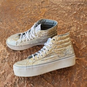silver sequin vans shoes